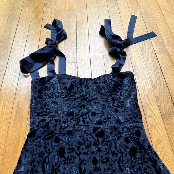 House Of Harlow 1960 Size S NEW Navy Blue Velvet Floral Sleeveless Mini Dress - Picture 4 of 16